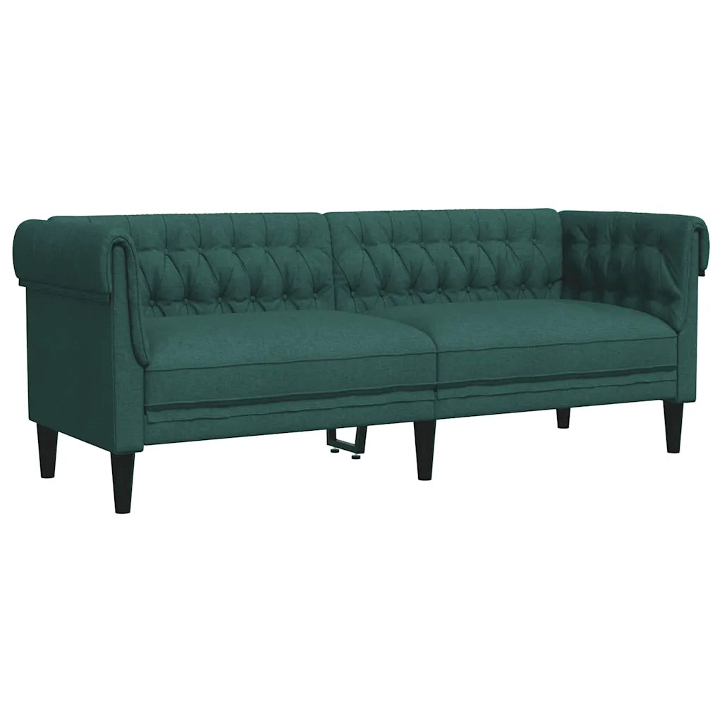 Divano Chesterfield a 3 Posti-Sofa 3 Posti-Divanetto Verde Scuro in Tessuto