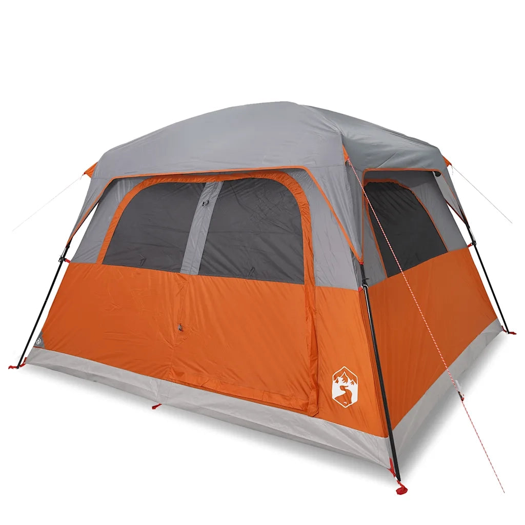 Tenda Familiare a Cabina 6 Persone-Tenda da campeggio Arancione Impermeabile