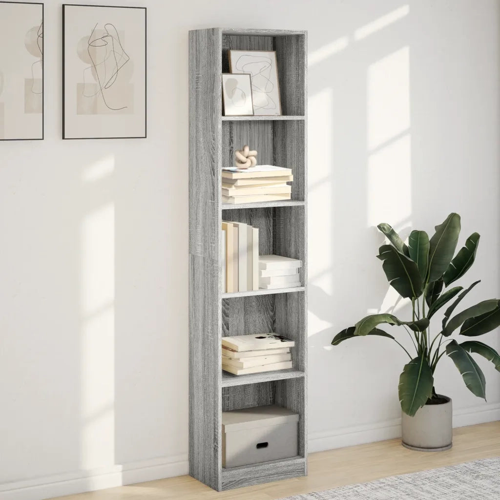 Libreria-Scaffale per Libri-Mobile di Stoccaggio Grigio Sonoma 40x24x176 cm in Legno Multistrato