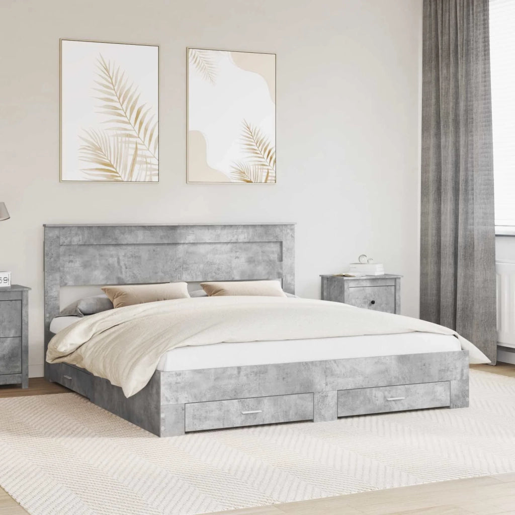 Struttura del letto con testiera Grigio cemento 200 x 200 cm