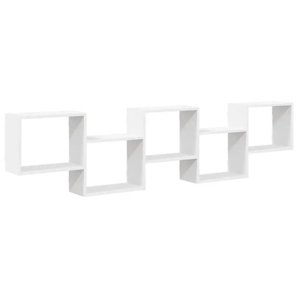 Mensola a Cubo da Parete | Mensola sospesa 5 Scomparti Legno Multistrato Bianco