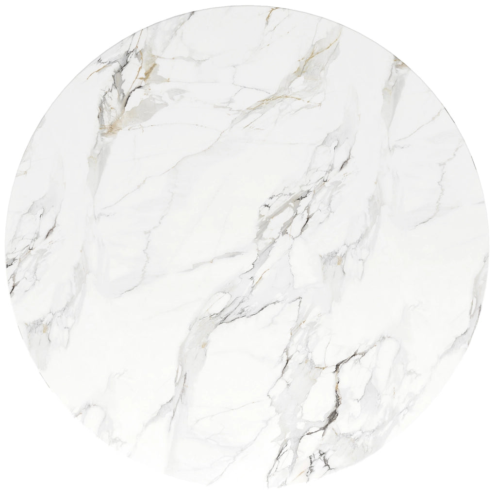 Tavolo da pranzo rotondo 80 x 80 x 76 cm in MDF e metallo; colore oro