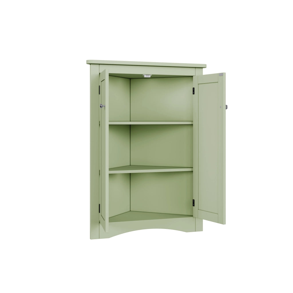 Mobile angolare, libreria a due ante, mobile da bagno, 3 ripiani, in MDF, 61.5 x 34.5 x 80 cm, verde