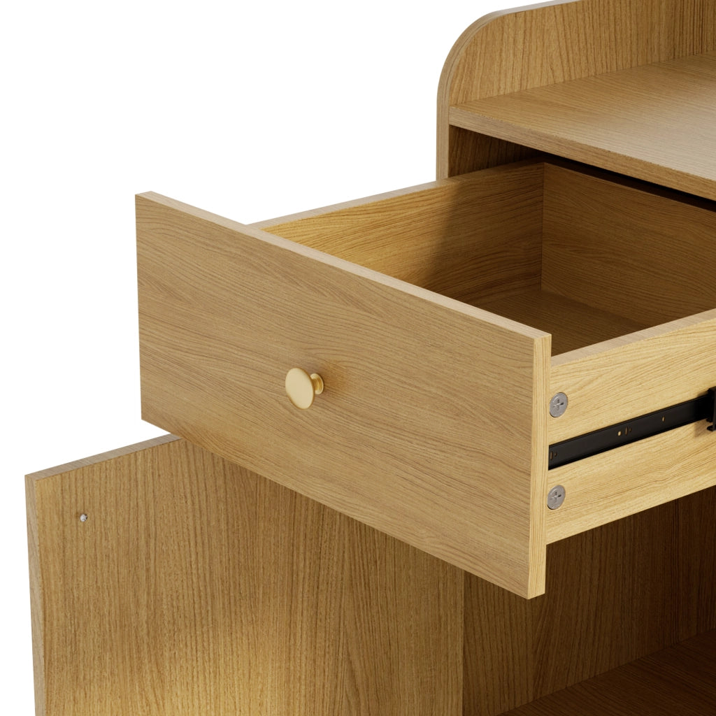 Mobile Ingresso con 2 Cassetti; 1 Armadio e Ripiani; con Specchio e Ganci Regolabili; Stile Moderno; in Pannello truciolare; Legno; 105??38??180 cm