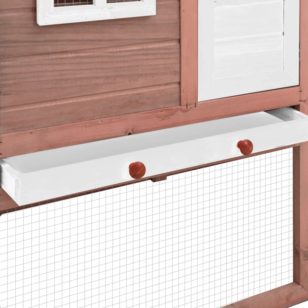 Pollaio con nido 191 x 67 x 117 cm in legno massello di abete moka e bianco 02_0001674