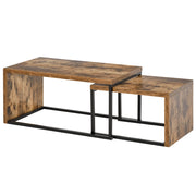 Tavolino da caff¨¨ gigogne design industriale ¨C zephmum ¨C 90x48x42 cm metallo nero effetto legno