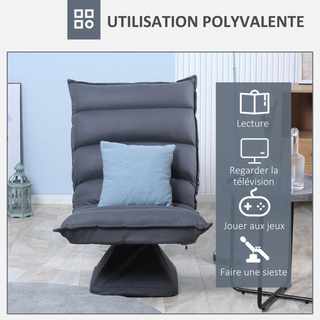 Poltrona girevole reclinabile design capitonn¨¦ ¨C Minimal ¨C 62x62x95 cm grigio scuro