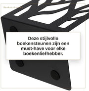 Sostegni Libri in Metallo Nero - Sostegni Libri Robusti - Pads Antiscivolo - Disegno Decorativo a Forma di Albero - Resistente alla Ruggine - Base Stabile - Sostegni Libri