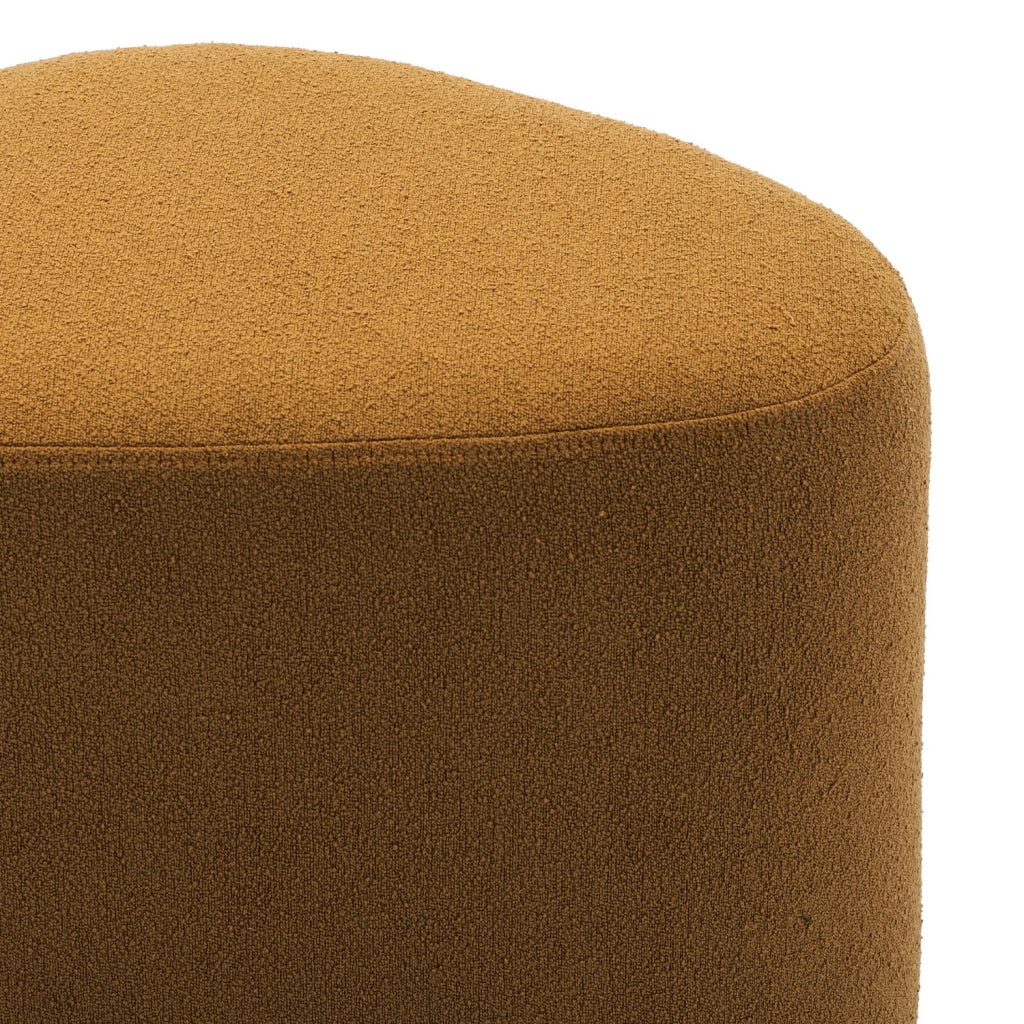 Pouf a forma di ciottolo in tessuto, mostarda