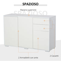 Mobile Multiuso 117x36x74 cm 2 Cassetti 3 ante  Bianco