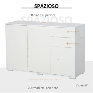 Mobile Multiuso 117x36x74 cm 2 Cassetti 3 ante  Bianco