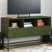 Mobile TV Verde Oliva 100,5x39x60,5 cm in Acciaio 846546