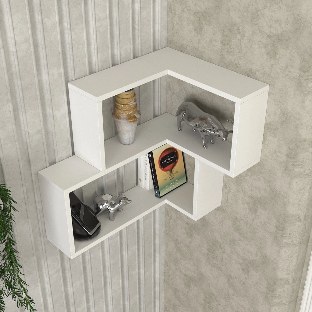 Omignano, Mensola 2 Ripiani, 45x15x55h cm Bianco