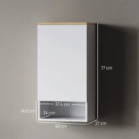 Armadietto Bagno a Muro con Mensole Regolabili e Ripiano Aperto in Legno e MDF,  40x27x77 cm, Bianco
