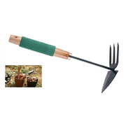 Trade Shop - Mini Rastrello Punta Con Tridente 30cm In Metallo Impugnatura Legno Spugna 90054 -