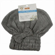 Trade Shop - Cuffia Asciuga Capelli Asciugamano Doccia Morbido Assorbente Fiocco Grigio 79629 -