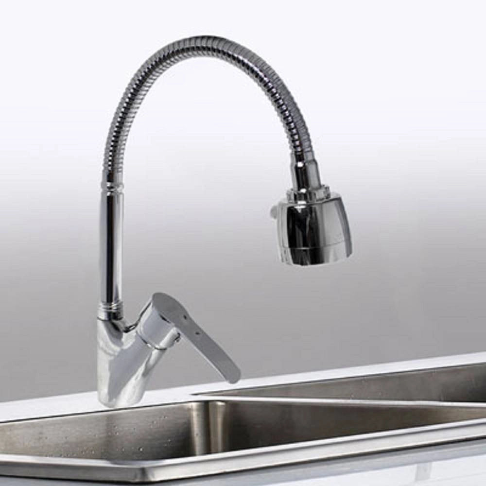 Trade Shop - Rubinetto Lavello Cucina Monocomando Doccetta Doppio Getto Ottone Cromato 52342 -