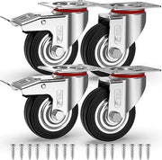 Ruote per Mobili - Ruote per Trolley - Ruote in Gomma per Carico Pesante - Ruote a Rotolamento per Mobili - 200 kg