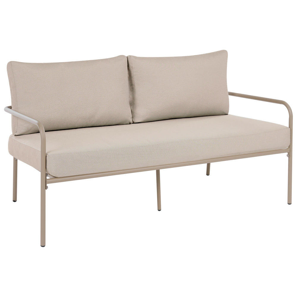 Set da giardino a 4 posti con struttura in acciaio e cuscini sfoderabili beige chiaro stile moderno
