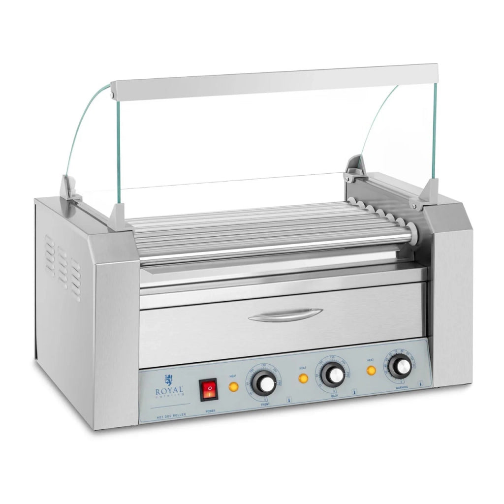 Griglia per salsicce con 7 rulli 12 salsicce cassetto scaldavivande 1765 watt acciaio inox 14_0001920