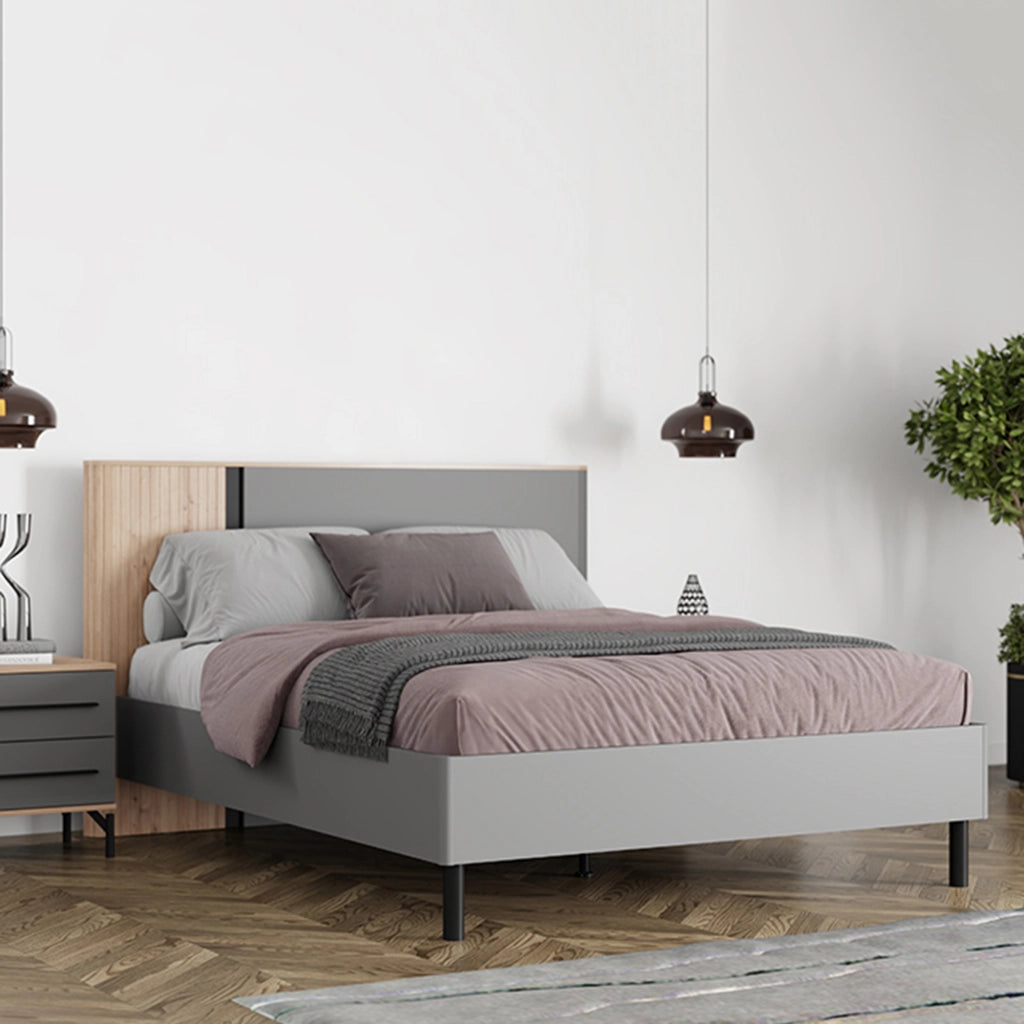 Letto Matrimoniale Banff, Letto Matrimoniale Dimensione Materasso 180x200 cm, Grigio Scuro