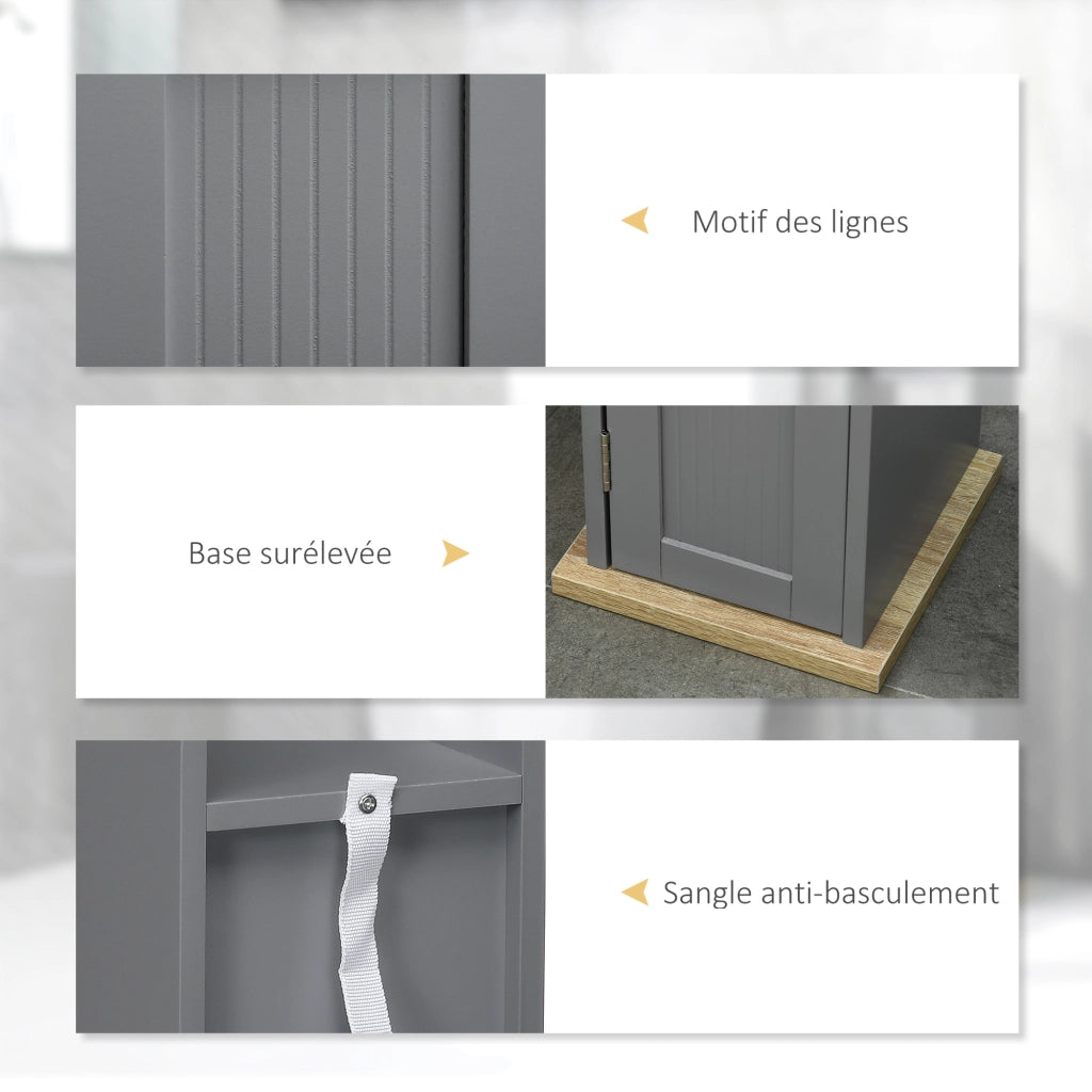 Mobile da bagno con ripiani regolabili e porta rotoli ¨C zephmum ¨C grigio 20x20x80 cm