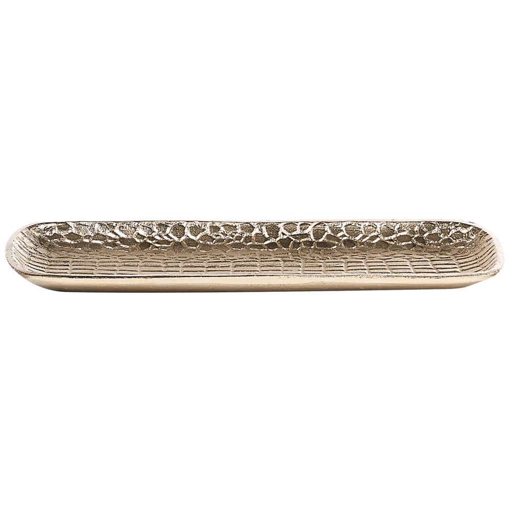 Set di 2 vassoi decorativi in metallo dorato per gioielli, piatto per gioielli con struttura glamour e accessori per la casa