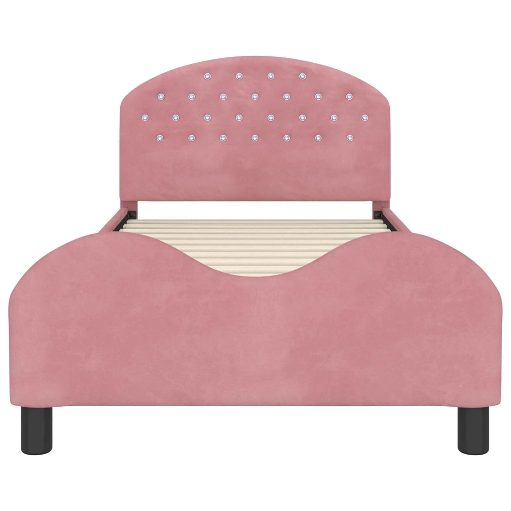 Struttura letto bambini con testata-Giroletto per bambini Rosa 90 x 200 cm Velluto 120569
