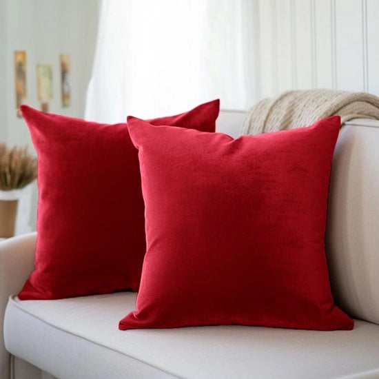 Set di Coprifuoco in Velluto - Decorativi - Molto Flessibili - Rosso - Set di 2 Coprifuoco - Adatto per Divano e Sedia