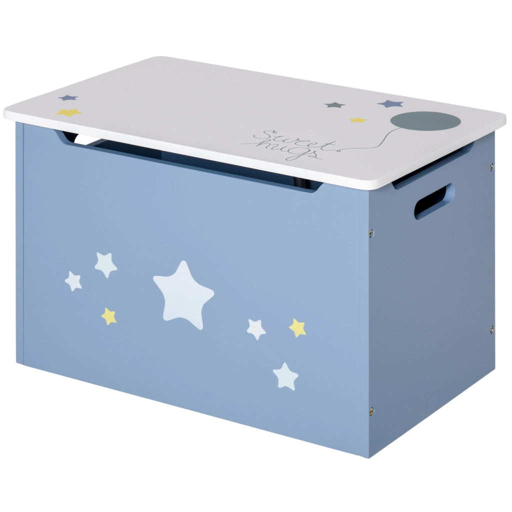 Cassapanca Baule Portagiochi in Legno ¨C zephmum ¨C Blu e Bianco 55x34x35.5 cm