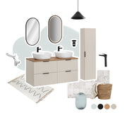 Set mobili bagno 60 cm con piano e lavabo da appoggio Smile Adel Cashmere 60 cm