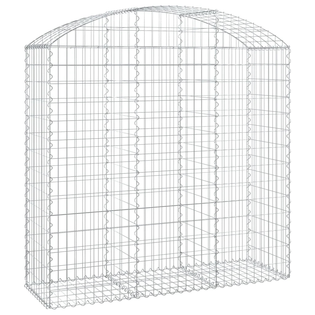 Cesto gabbione recinzione a gabbia muro di contenimento ad arco 150 x 50 x 140/160 cm ferro zincato argento 02_0039982