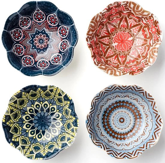 Set di 4 piatti ceramici per contorni, piatti per salse di soia, piccoli piatti da 70 ml per salse e ketchup, 8,4 cm