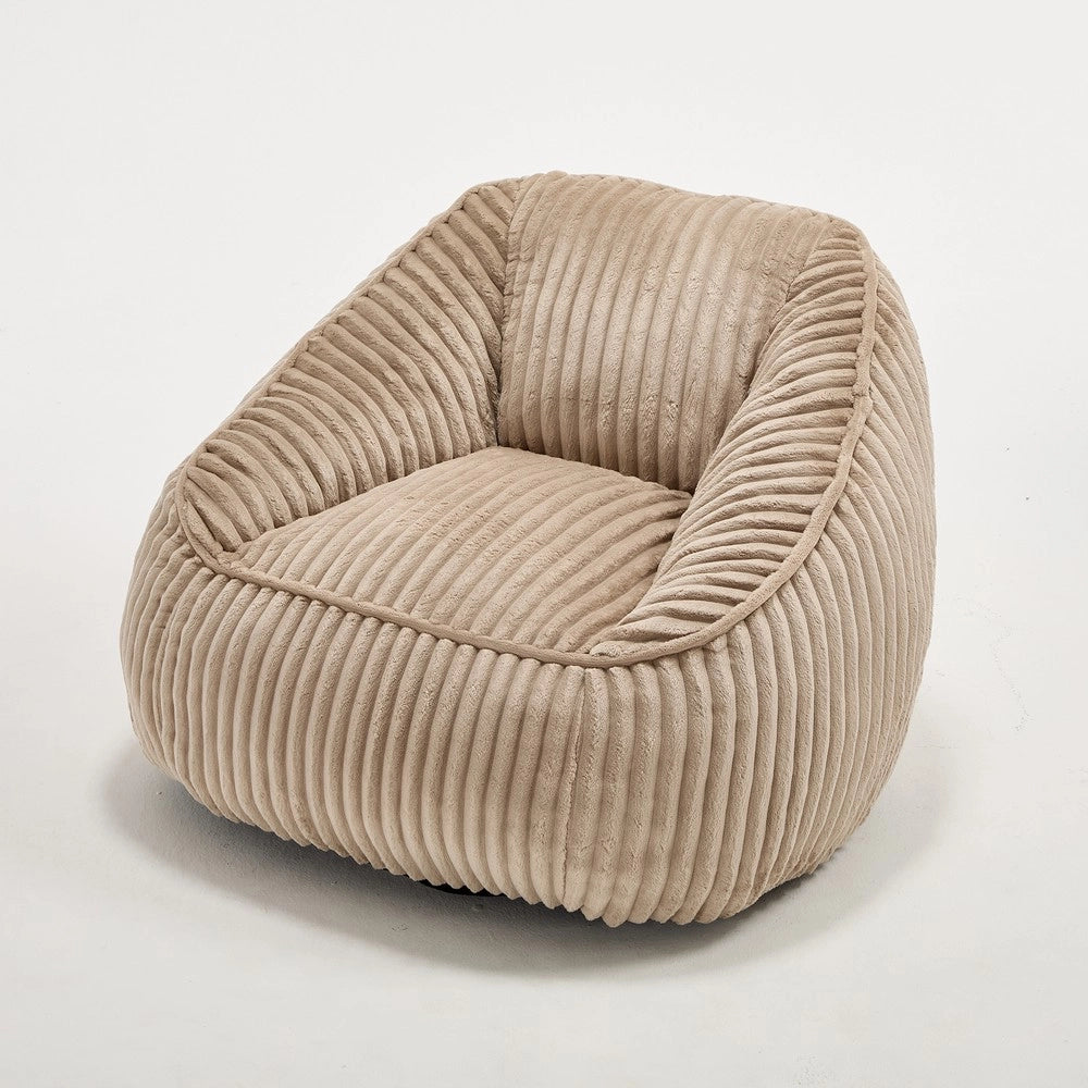 Divano Pouf Imbottito ¨C Minimal ¨C Tessuto Pelo Lungo Grigio 80x80x60cm