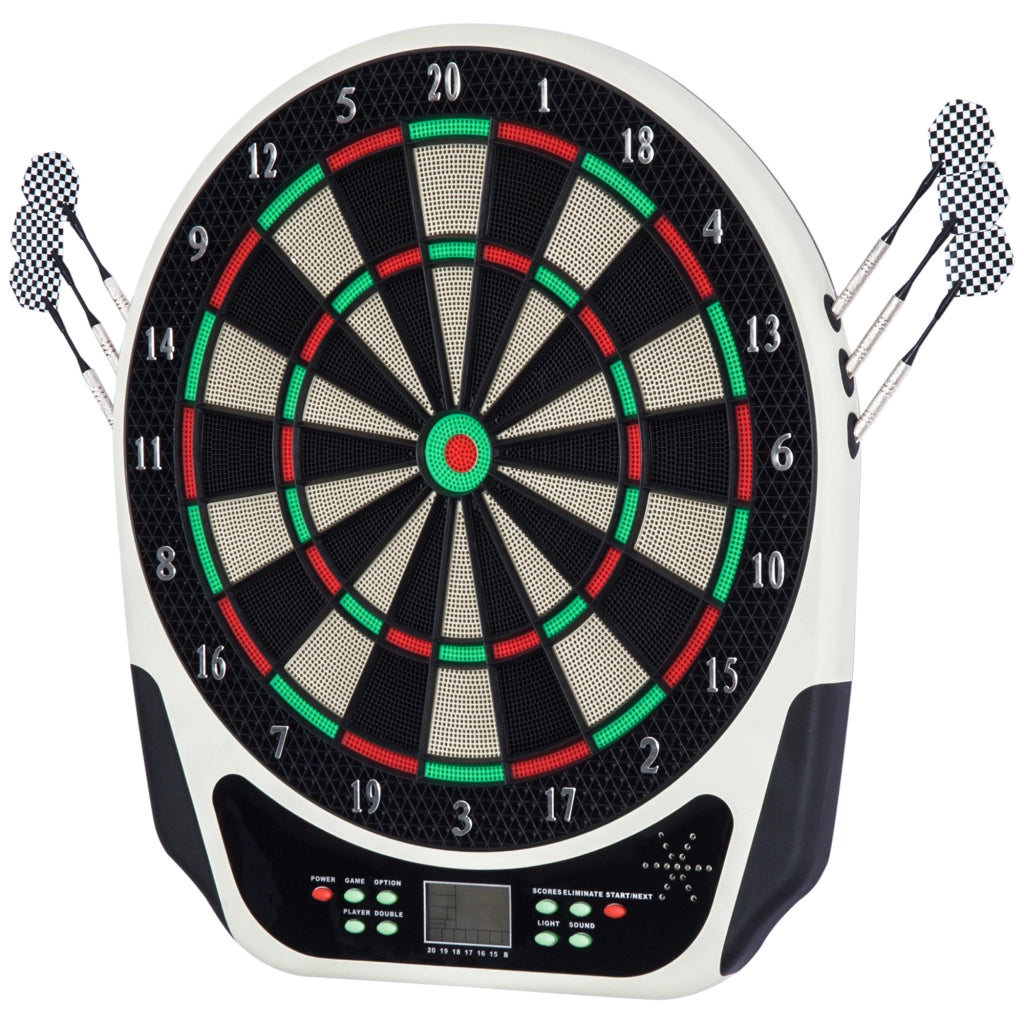 Bersaglio elettronico per freccette con display LCD, 6 freccette, 24 punte, 18 giochi, 159 opzioni di punteggio, per 8 giocatori