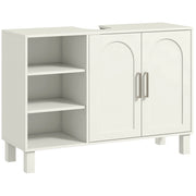 Mobile Sottolavabo Bagno con Anta e Ripiani Regolabili ¨C Zephmum ¨C Crema 90x30x63 cm