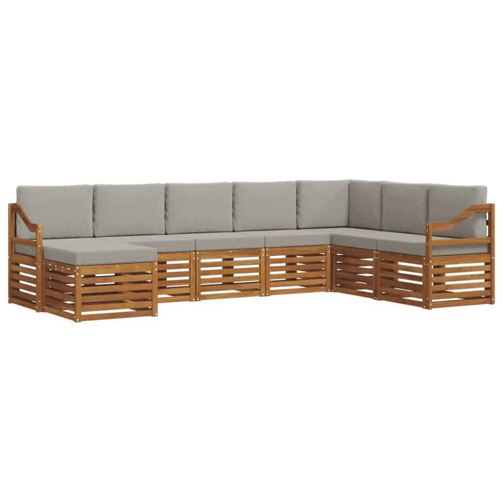 Set di divani da esterno 8 pcs Grigio Naturale e Chiaro