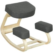 Sedia Ergonomica con Inginocchiatoio in Legno di Betulla e Cuscino, 51x69x58 cm, Grigio