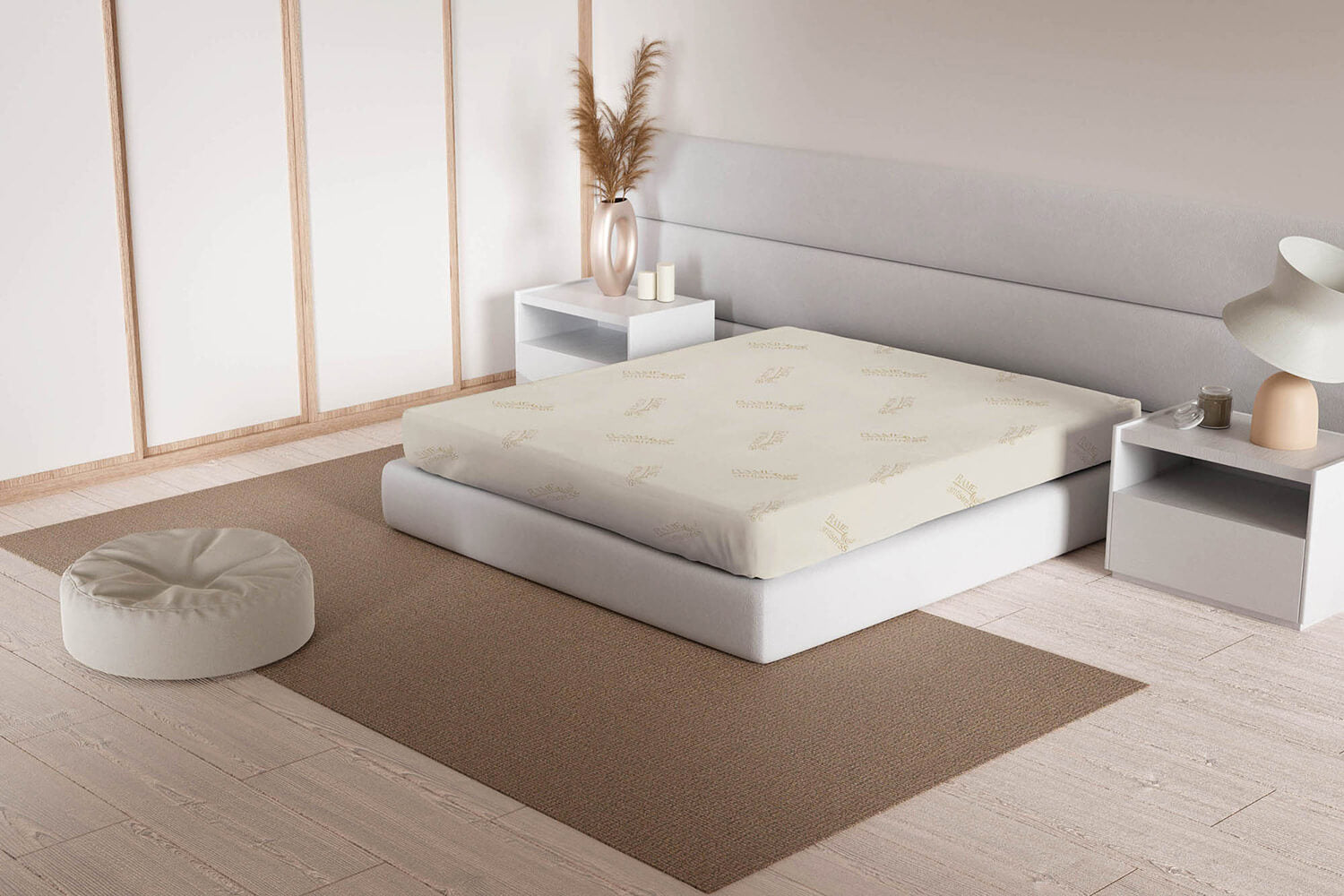 Coprimaterasso Elasticizzato 1 Piazza e Mezzo in Poliestere Panna