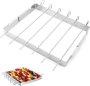 Griglia BBQ a spiedi in acciaio inossidabile - Set di utensili BBQ riciclabili con 6 spiedi per barbecue - Adatto per barbecue all'aperto - Festa di famiglia, compleanni, picnic, campeggio, feste - 105 cm