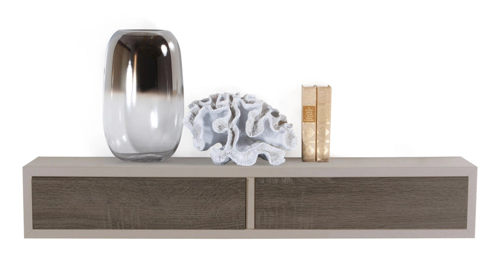 Mensola da Parete con 2 Cassetti 88,2x13,4x20 cm in Fibra di Legno Domino Marrone e Noce