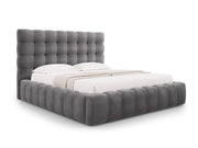 Cosmopolitan Design - Letto a cassettone con testiera "Bali" 180x200cm in velluto grigio 