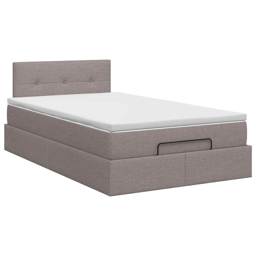 Letto ottomano con materasso Tortora 120 x 190 cm Tessuto 3456313
