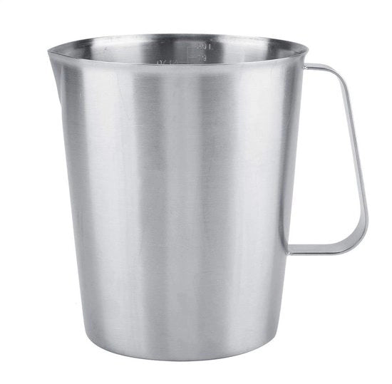 Misuratore di Liquidi in Acciaio Inossidabile 2000ml - Sfere di Schiuma per Latte - Grande Vaschetta per Latte - Tappo Senza Gocce - Calibrazione Chiara - Facile da Usare
