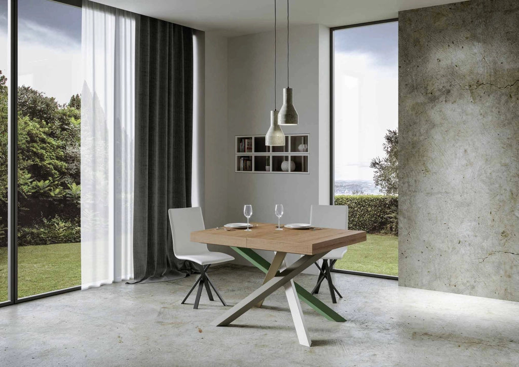 Tavolo Allungabile 120/380x90 cm Volantis Premium Quercia Natura Gambe Multicolore 4/A