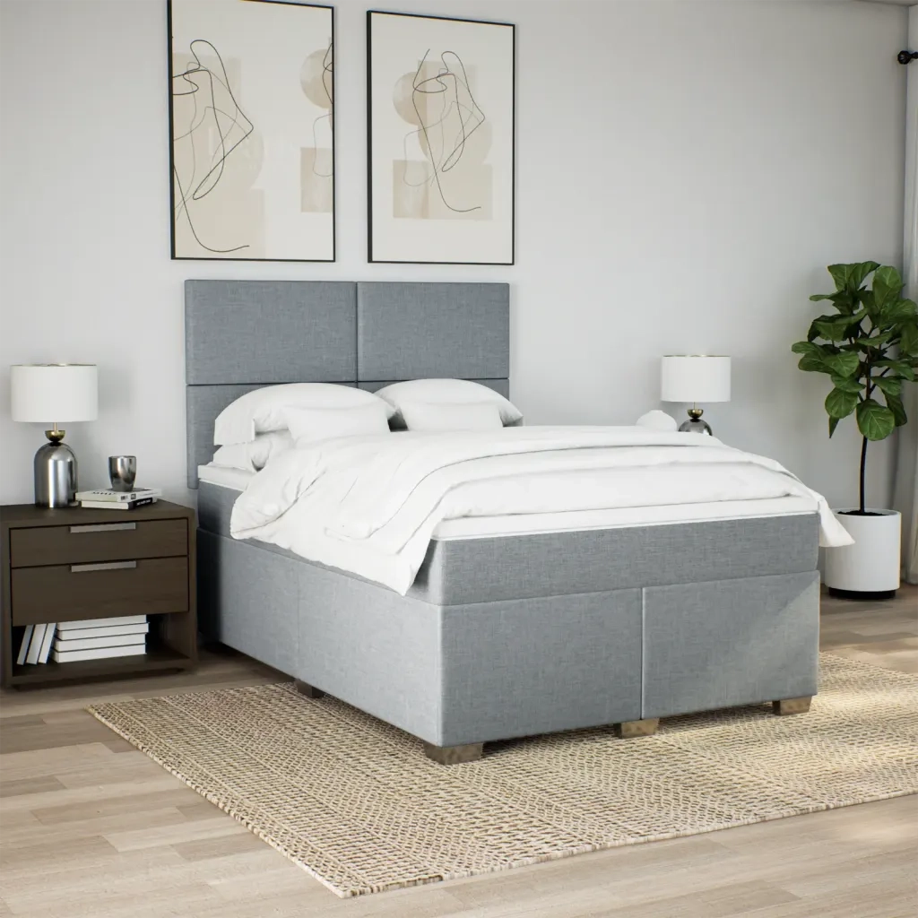 Giroletto a Molle con Materasso Grigio Chiaro 140x190cm Tessuto