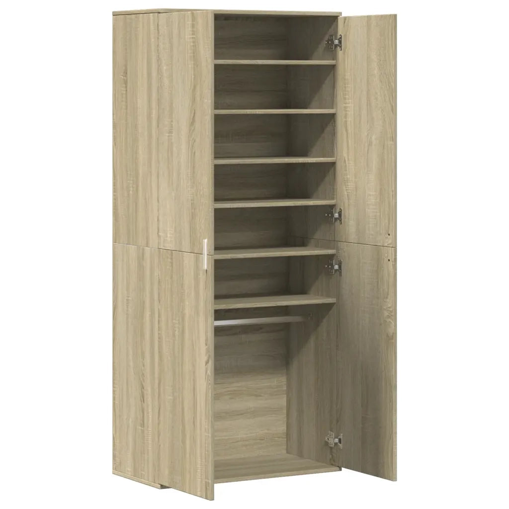 vidaXL Scarpiera Rovere Sonoma 80x39x178 cm in Legno Multistrato
