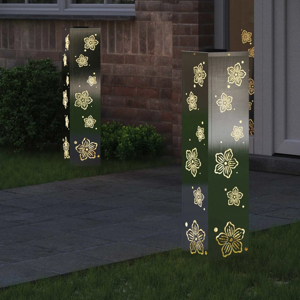Faro LED solare per sentieri 2 pz Argento Acciaio inossidabile CFW6571367