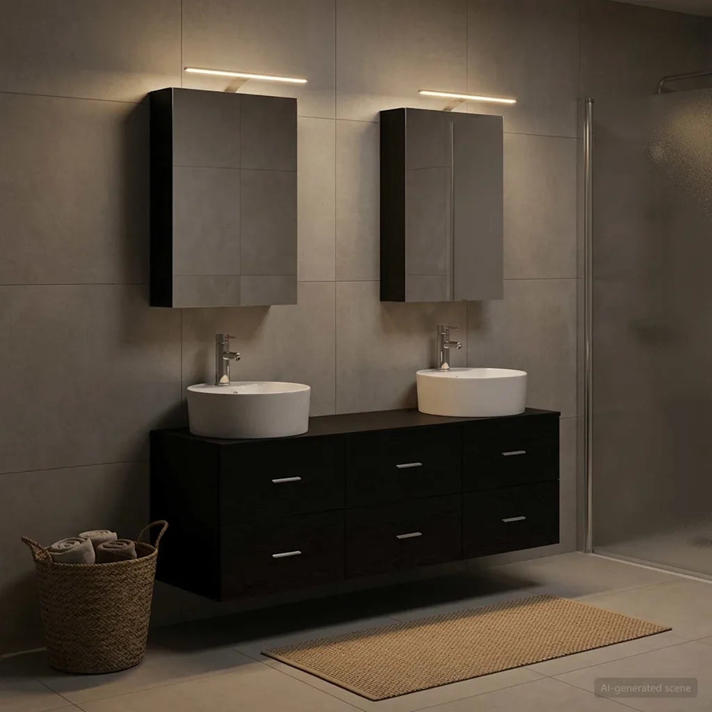 Set di mobili per il bagno 5 pcs Rovere Nero 3406872