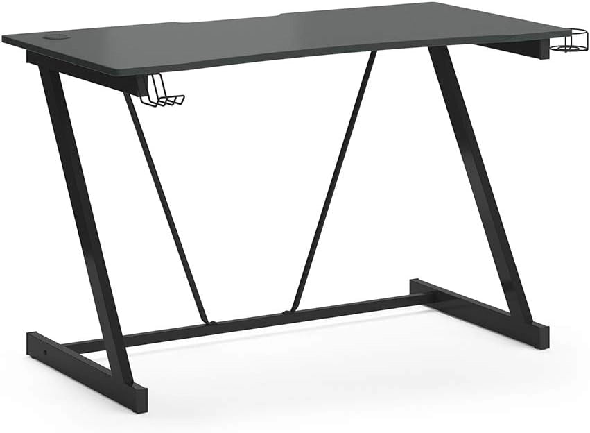 Tavolo da gioco Hudson, Antracite, 120 x 60 cm, con gestione dei cavi e supporto laterale